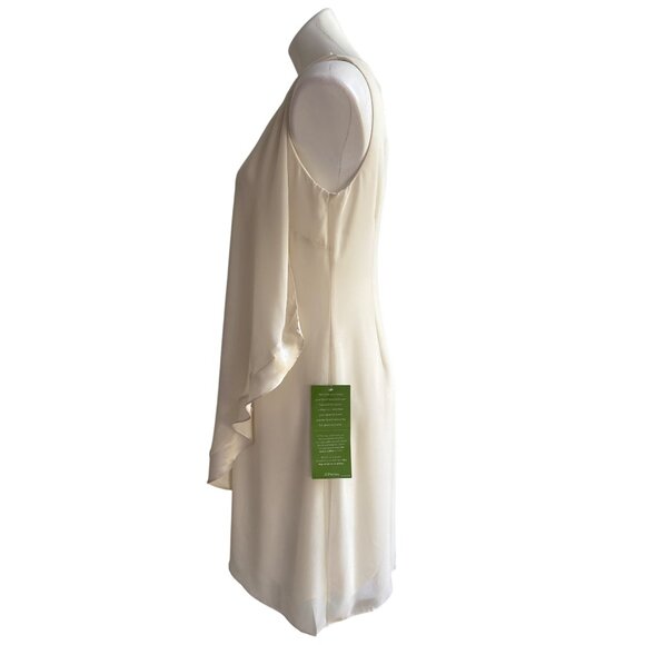 SL Fashions NWT $90 Chiffon Beaded Cocktail Dress, Ivory Women's Size 8 - Picture 5 of 10